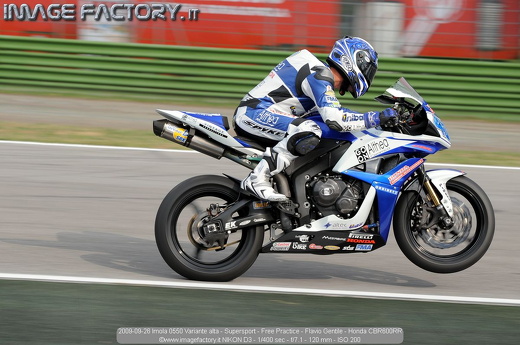 2009-09-26 Imola 0550 Variante alta - Supersport - Free Practice - Flavio Gentile - Honda CBR600RR